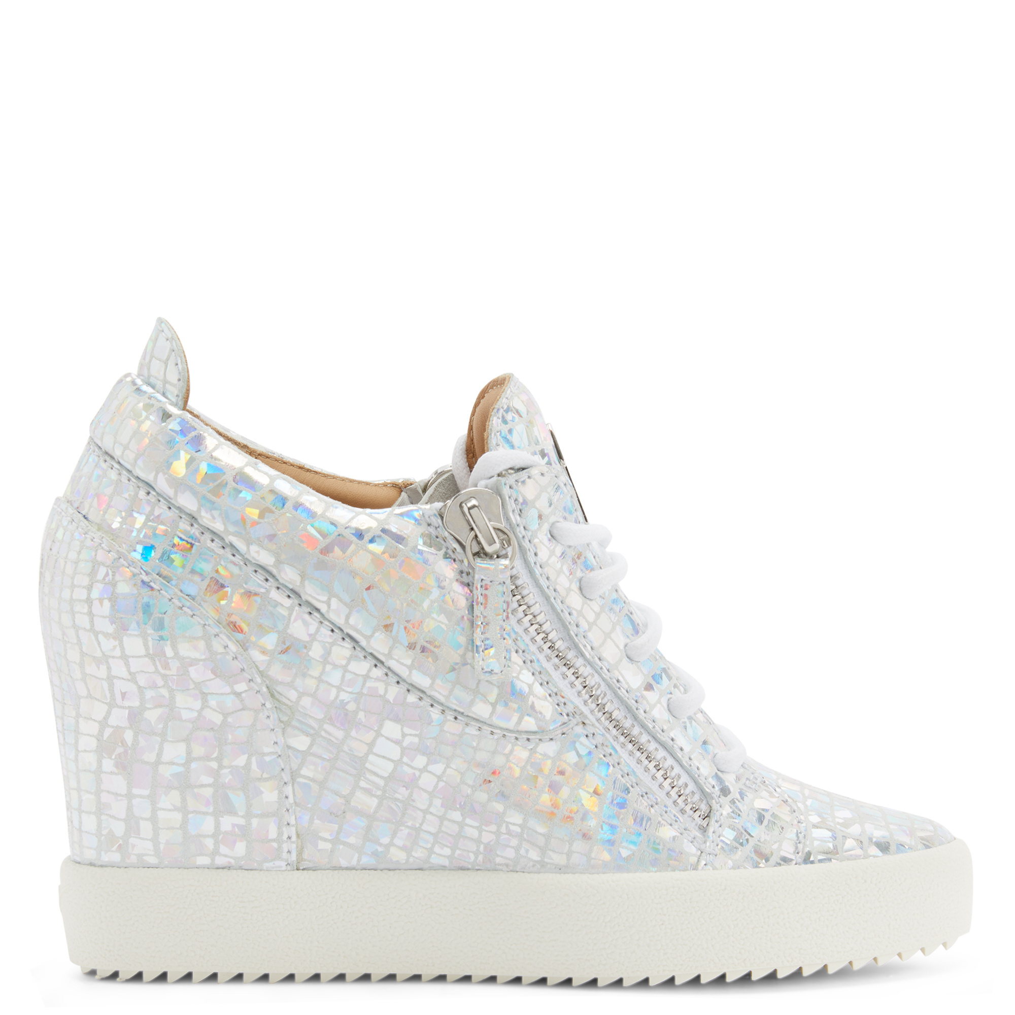 Giuseppe Zanotti Metallic-effect Wedge Trainers In Silver