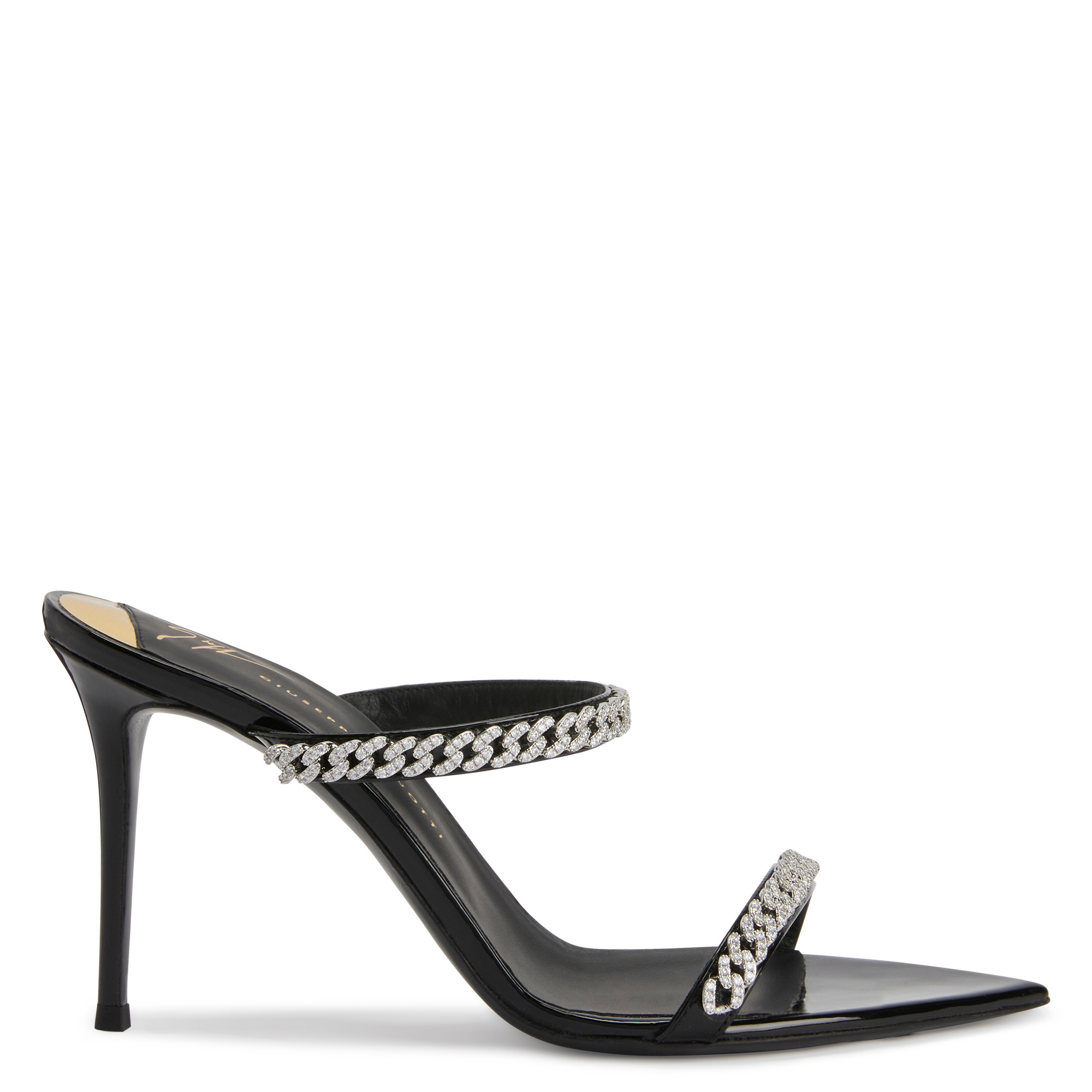 Giuseppe Zanotti Intrigo Crystal Chain Two-band Sandals In Black