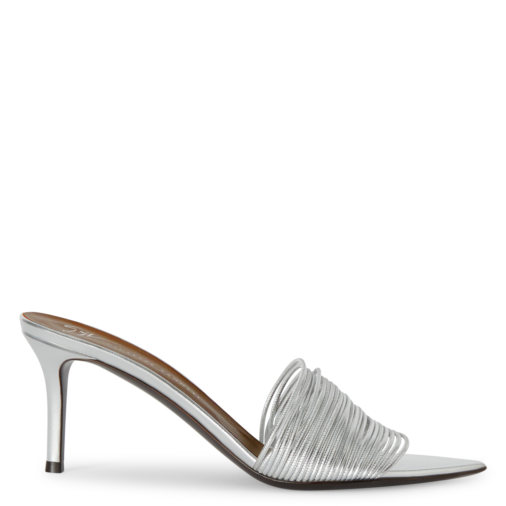 Giuseppe Zanotti 70mm Pointed-toe Leather Sandals In Silver