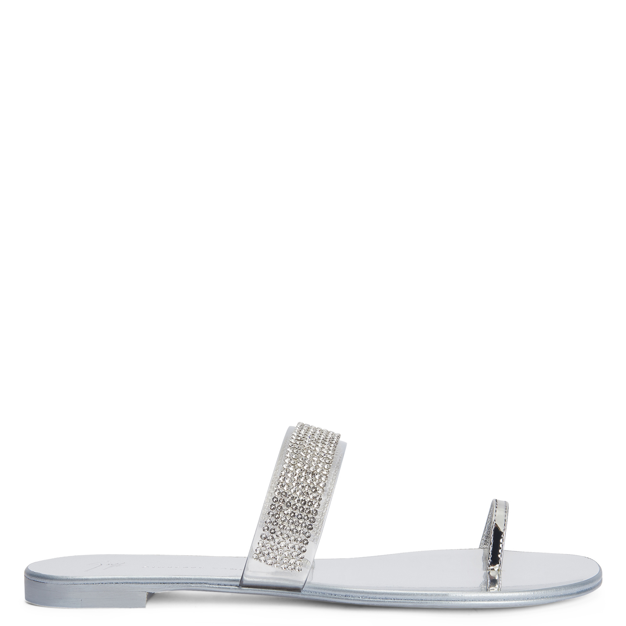 Giuseppe Zanotti Erwan Gem-detail Flat Sandals In Silver