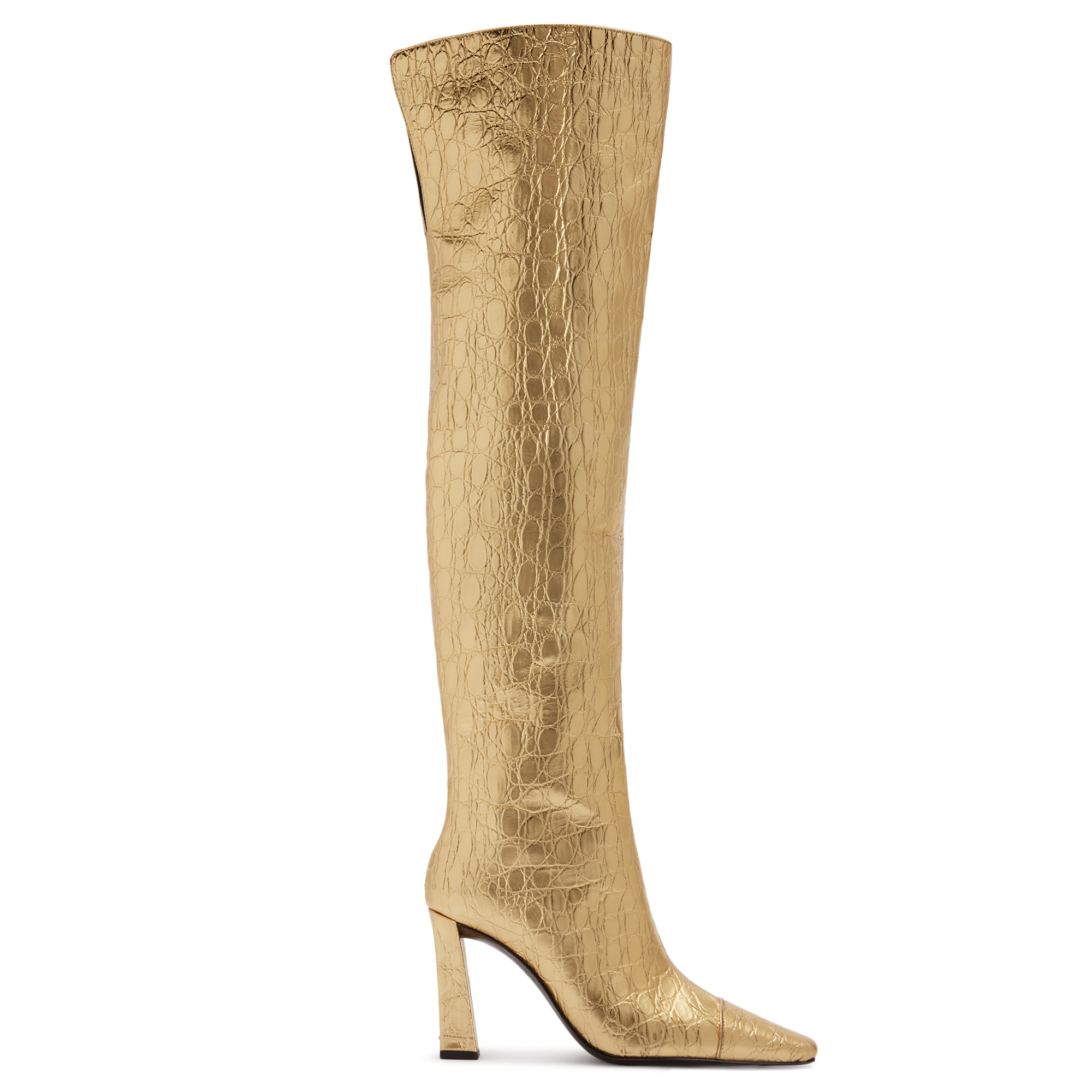 Giuseppe Zanotti 90mm Janiee Crocodile-print Boots In Gold